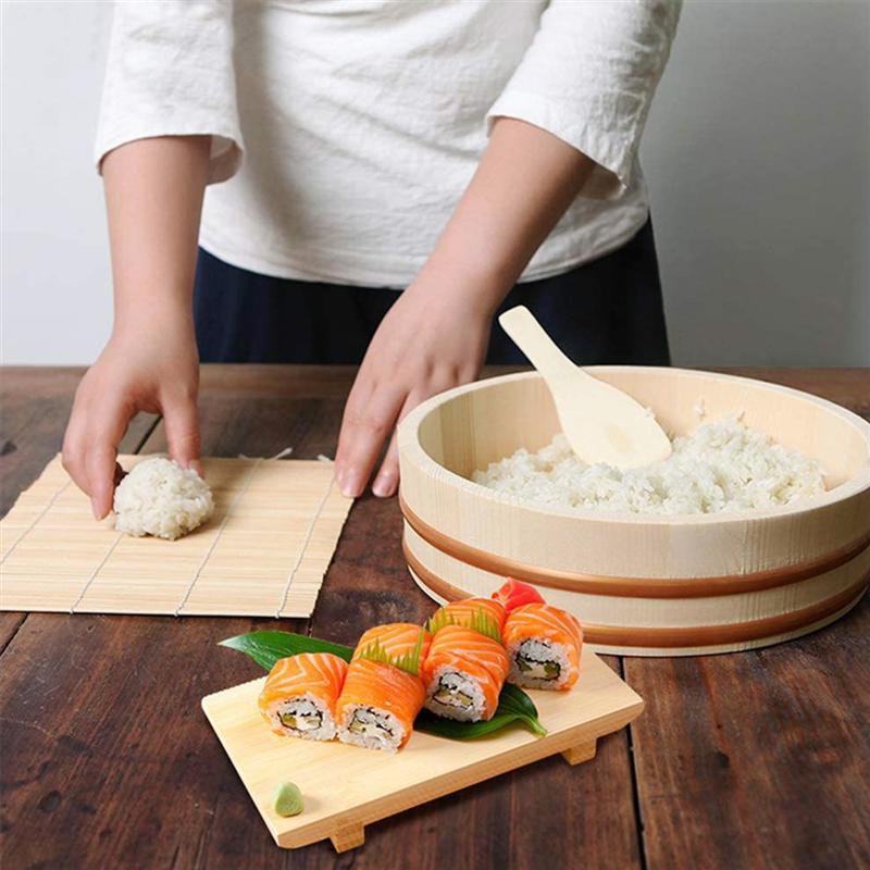 Træ japansk sushi ris spand koreansk ris bland spand ris spand træ container spand til restaurant køkken tilbehør