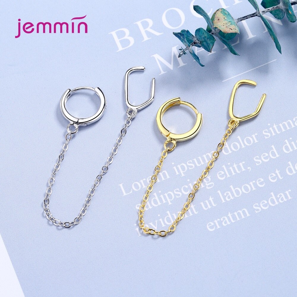 Echt 925 Sterling Zilveren Oorbellen Vrouwen Meisje Ronde Loop Oorbellen Lange Oor Keten Lijn Party Sieraden Brincos