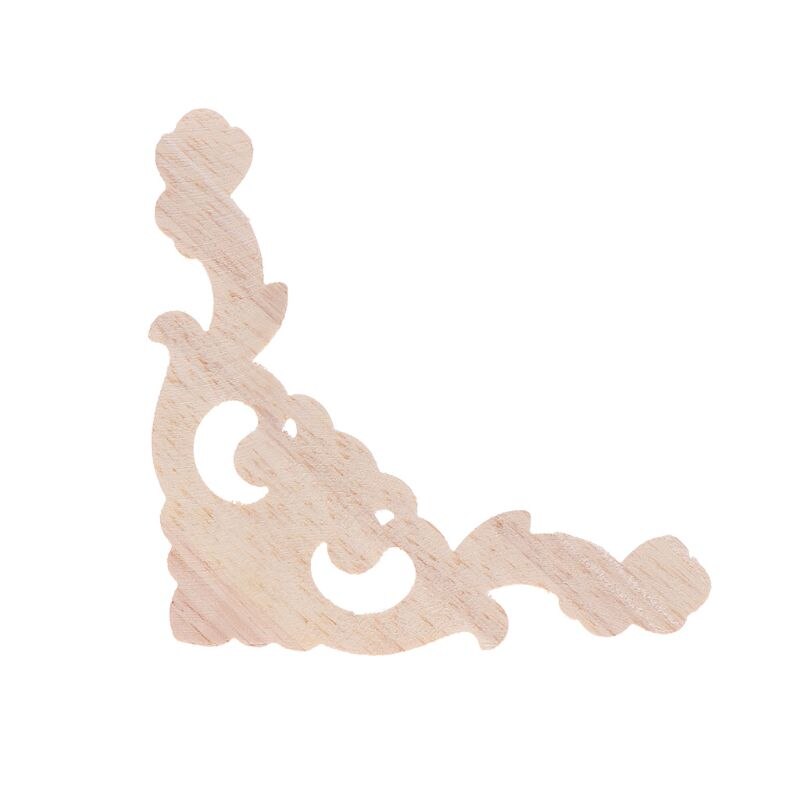 4 Stks/set Hout Gesneden Hoek Onlay Applique Unpainted Frame Kast Kast Decal Voor Meubelen Decor Craft 8x8cm