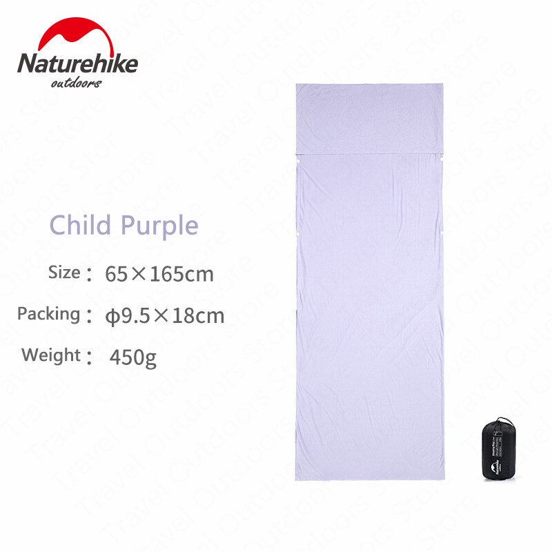 Naturehike Modale Slaapzak Liner Draagbare Ultralight Reizen Hotel Zachte Ademend Septum Lakens Outdoor Camping: Child-Purple