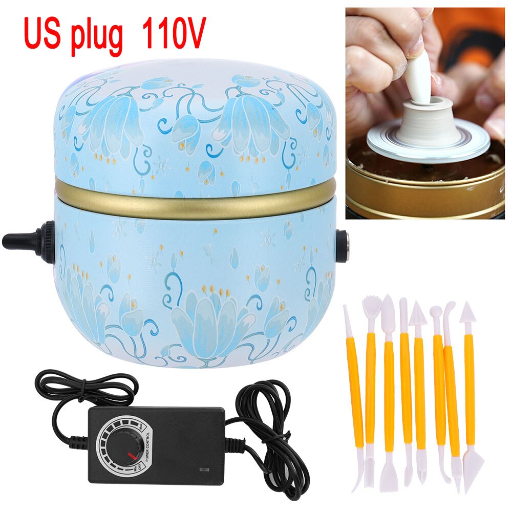 Mini poterie roue Machine 1500 tr/min Mini poterie Machine électrique poterie roue argile pour travaux pratiques outil plateau pour adultes enfants céramique Art: A US plug