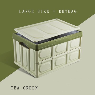 B-LIFE Folding Plastic Storage Crate with Water Container Bag Hold Ice Keep Fresh Fish Food Furit While Transport Storage Box: Light Green