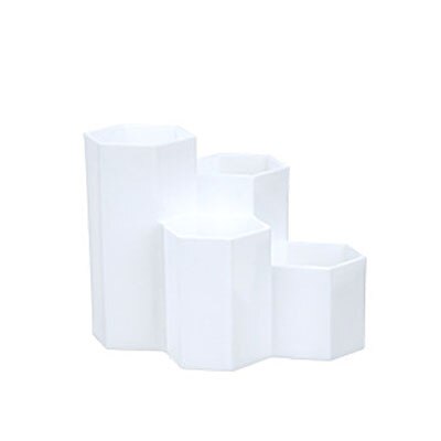 Home Office Pen Holder Storage Box Desk Accessories Stationery Organizer Storage Containers Student Hexagonal Pencil Box: white
