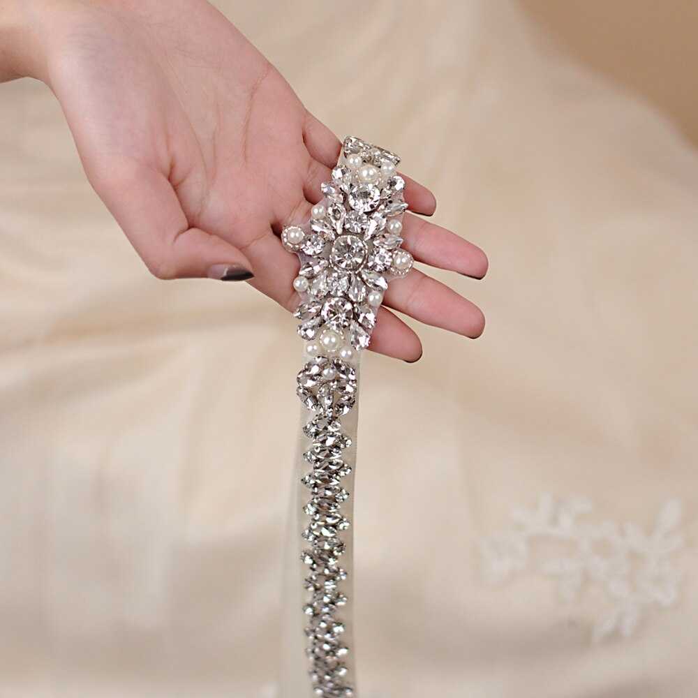 Trixy  s350 luxe bruidsgordel met strass steentjes, kristallinten, bruidsgordels, bruidsmeisjesjurken, accessoires