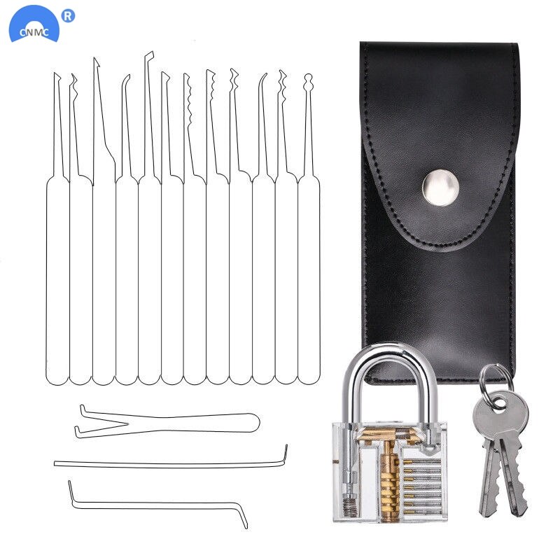 Locksmith Hand Tools Lock Pick Set Transparent Visible Cutaway Practice Padlock With Broken Key Removing Hooks 15pcs/24pcs: 15pcs Padlock