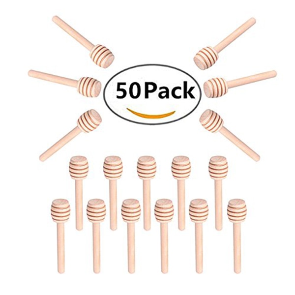 50 pakke mini tre honning dipper pinner individuelt innpakket server til honning krukke dispenser duskregnet honning bryllup 3 tommer