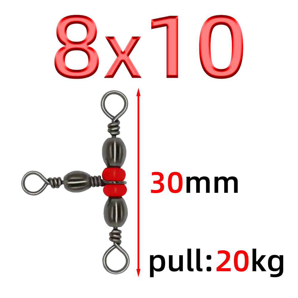 20 stk. japansk trefork flaskeformet tredelt ring 8- -ords ringdeler t-svivel rød perlesvivel fisketilbehør: Blå
