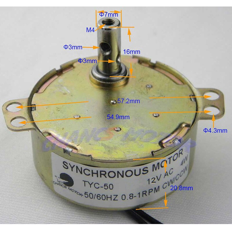 Synkronmotor tyc -50 12v elmotor  ac 0.8/1 o / m 15/18 o / m cw ccw robust drejningsmoment til blæsermotor induktion komfur