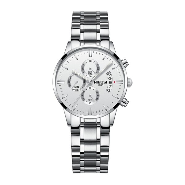 NIBOSI 2020 Top Brand New Cronografo Donna Orologio di Lusso Amante Orologio Classico Orologio Della Signora Bianco Orologi Vestito Orologio Relogio Feminino: white