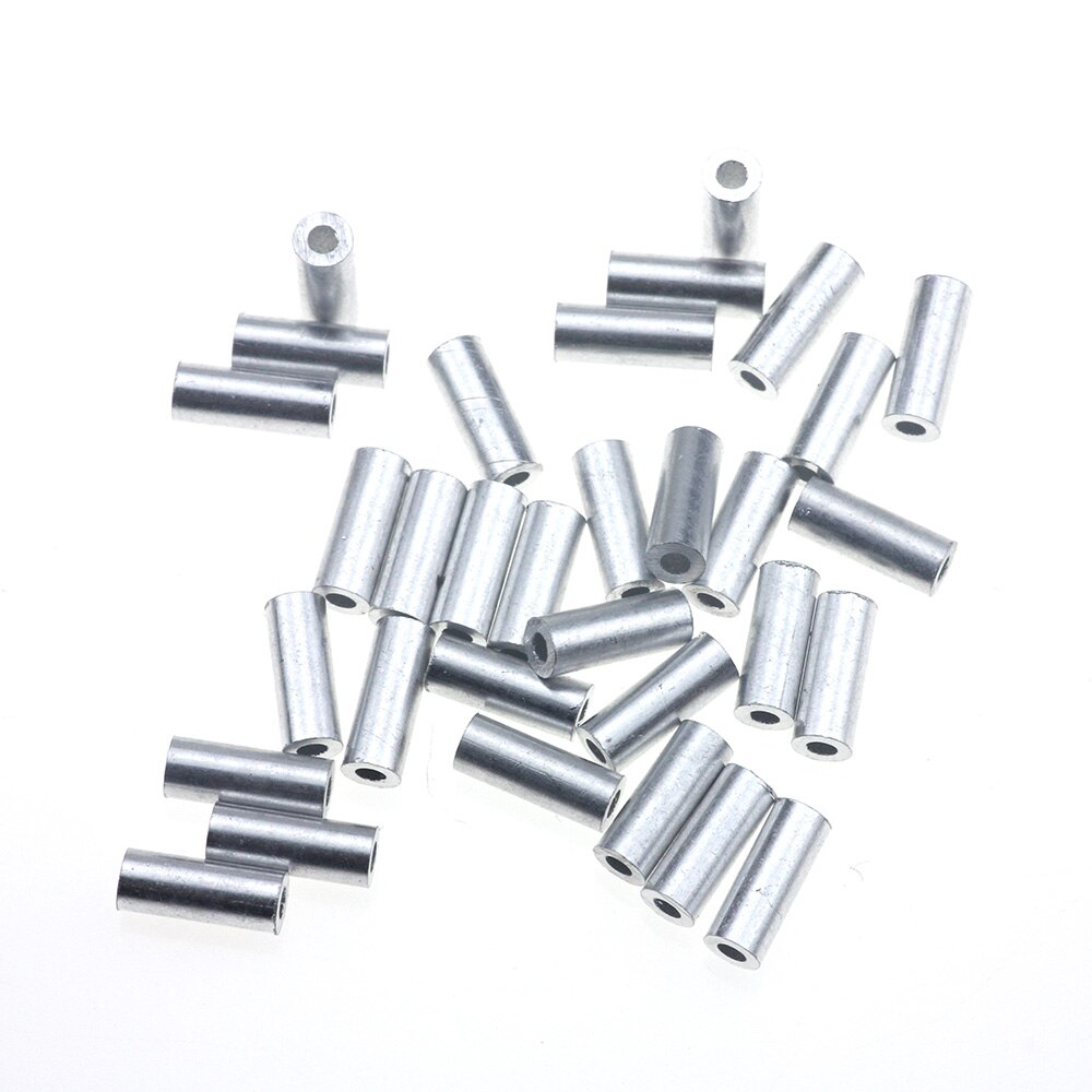 Krymphylsor i aluminium 100 st/lot enkel rund fiskelina krymptråd tillbehör för krympning 0.8-1.8mm