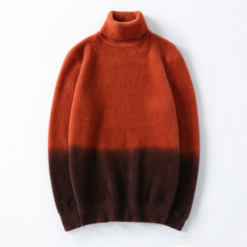 Nouvelle vêtements cachemire col roulé Pull hommes épais hommes chandails Slim Fit hiver Pull hommes Pull Homme hauts: Marron / M