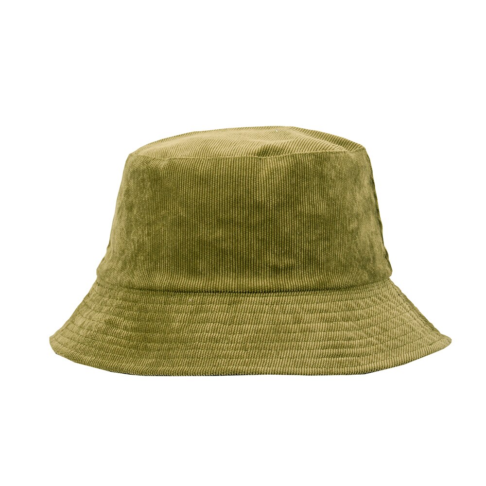 Corduroy bassin med lille kant dobbelt side fisker hat, efterår hat, parasol til mænd og kvinder vinter stil spand hat: Militærgrøn