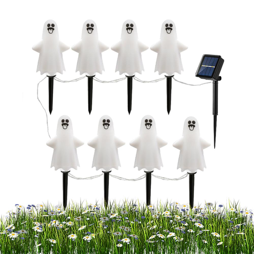 Halloween Garden Stake Lights Solar Ghost Pathway Lights Halloween Solar Stake Lights Halloween Pathway Lights Ghost Decorations: Red