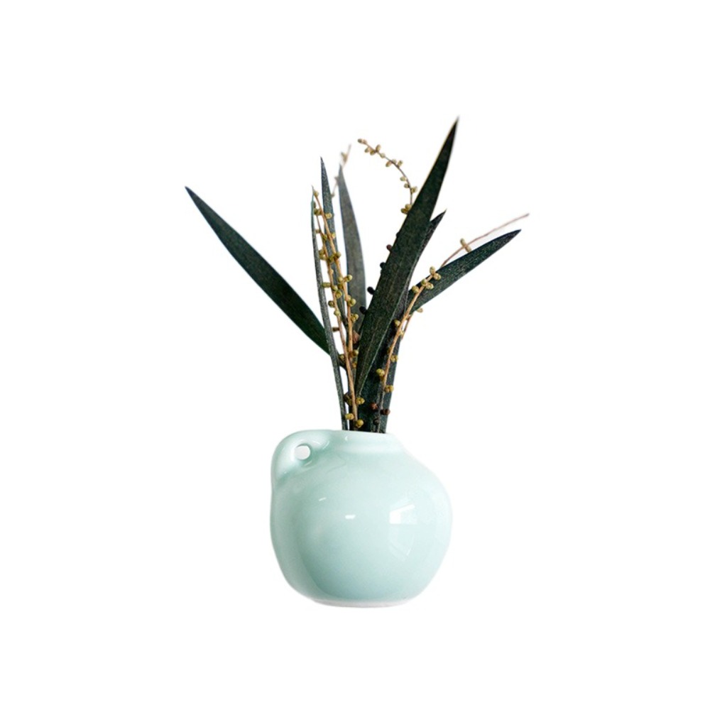 Søt keramisk vase kjøleskapsklistremerker uten planter diy mini plantevase utsøkt kinesisk stil porselen bonsai stue: Rød