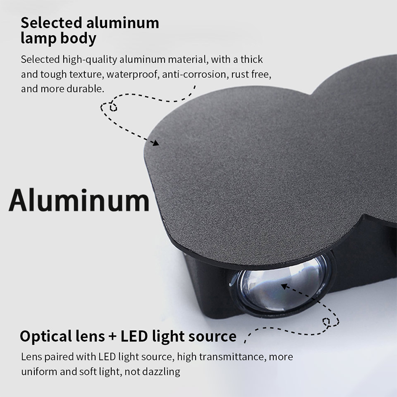 Aluminium led væglampe vandtæt  ip55 udendørs havelamper 8w 12w indendørs væglamper til soveværelse stue trappebelysning