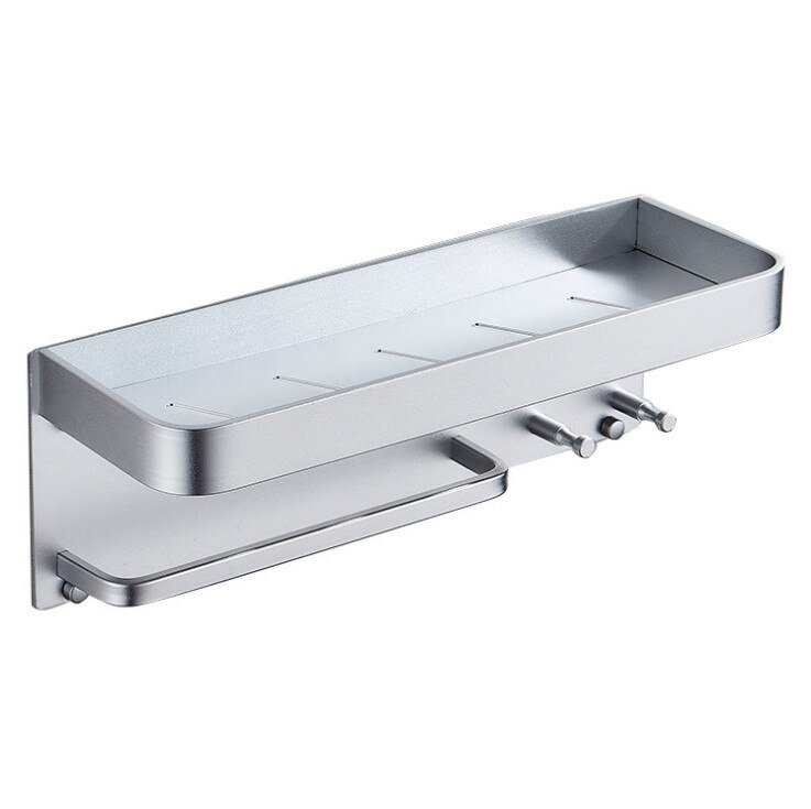 Musta tila alumiiniset kylpyhuonehyllyt koukuilla seinälle asennettava kylpyhuonehylly kylpyhuonetelineen pyyheteline