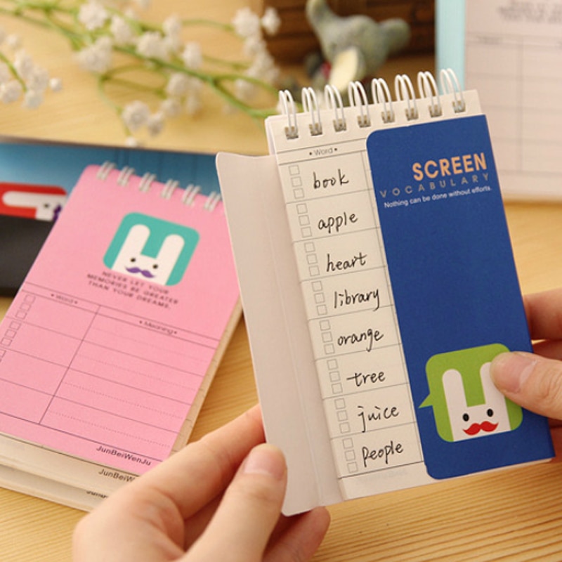 Foreign Language Learning Words Spiral Notebook Vocabulary Book Cover Up Memory Notepad Portable English Glossary List Memo Pad