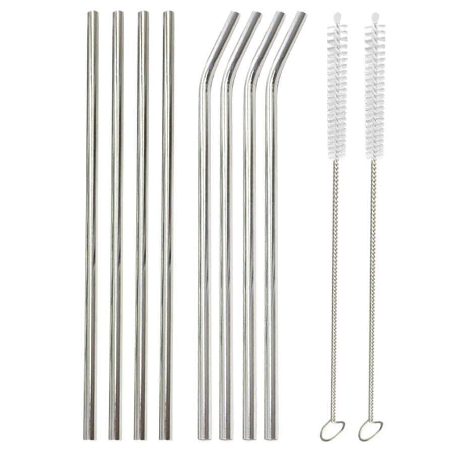 Collapsible Drinking Straw Stainless Steel Metal Drinking Straws Reusable Straws for Party Bar Accessories with Storage Can: 02