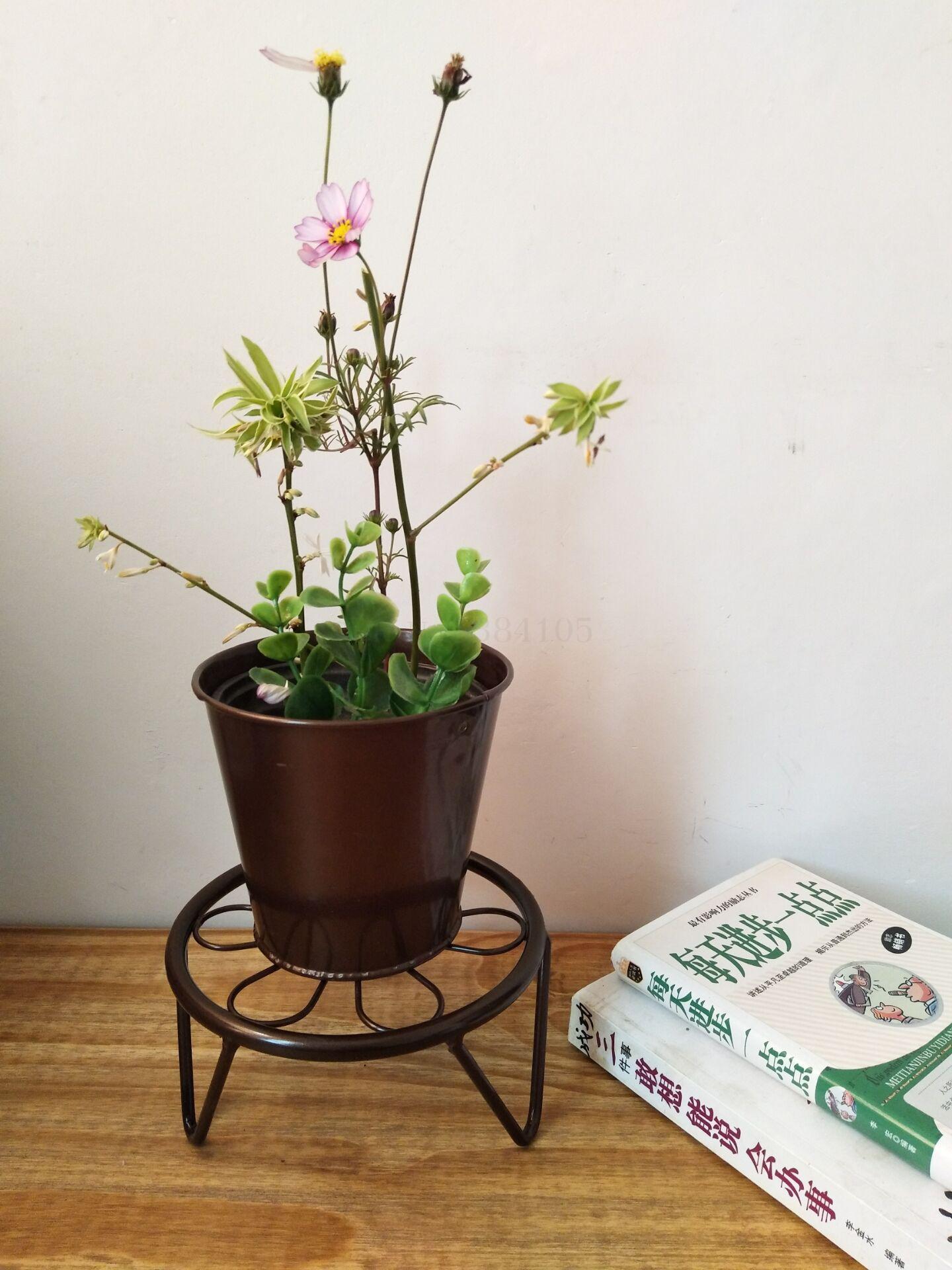 European Simple Wrought Iron Stool Flower Stand Balcony Living Room Bedroom Room Restaurant Showroom Potted Shelf Pot Rack: 15x7cm  G