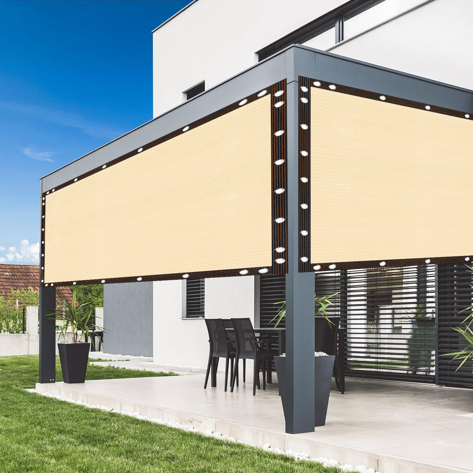 Schaduwdoek 90% Zonnescherm Stof Privacy Scherm Afdekking Met Grommets Terraskap Net Voor Tuin Buiten Pergola