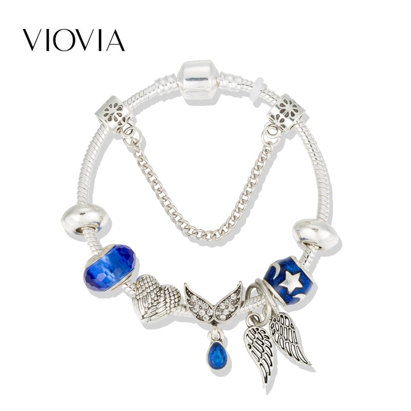 Viovia bedelarmband bangles kralen van veren vleugel voor vrouwen bransoletki damskie fit originele armbanden pulseira  b19055