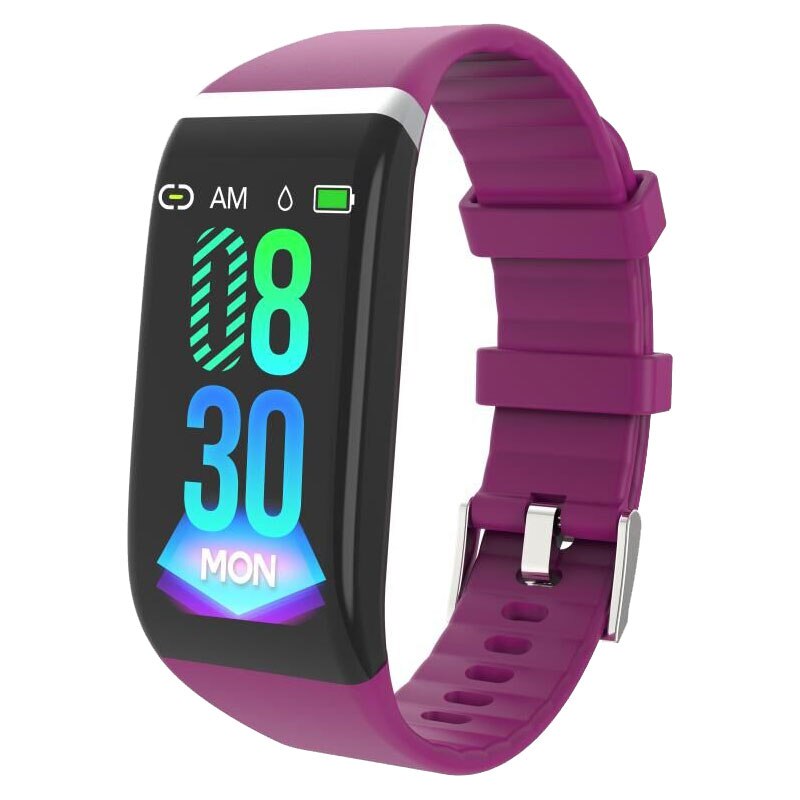 Fitness Bracelet Blood Pressure Pedometer Waterproof Smart Band Heart Rate Monitor Fitness Tracker Watch Men Women Sport Clock: C919 Purple