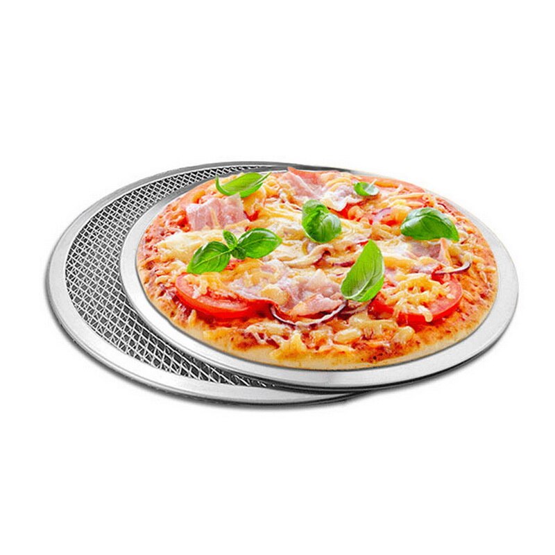 Non-stick pizzaskærm pande bageplade aluminium pizza mesh multifunktion sømløs metal net køkken pizza værktøj 6-17 tommer