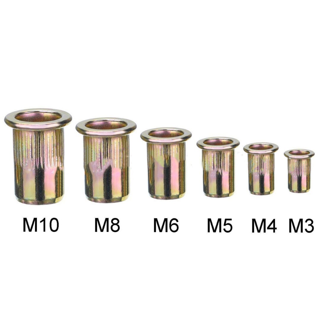 150pcsbox M3 M4 M5 M6 M8 M10 Multi Size Zinc Plated Steel Rivet Nuts Flat Head Fastener Set 