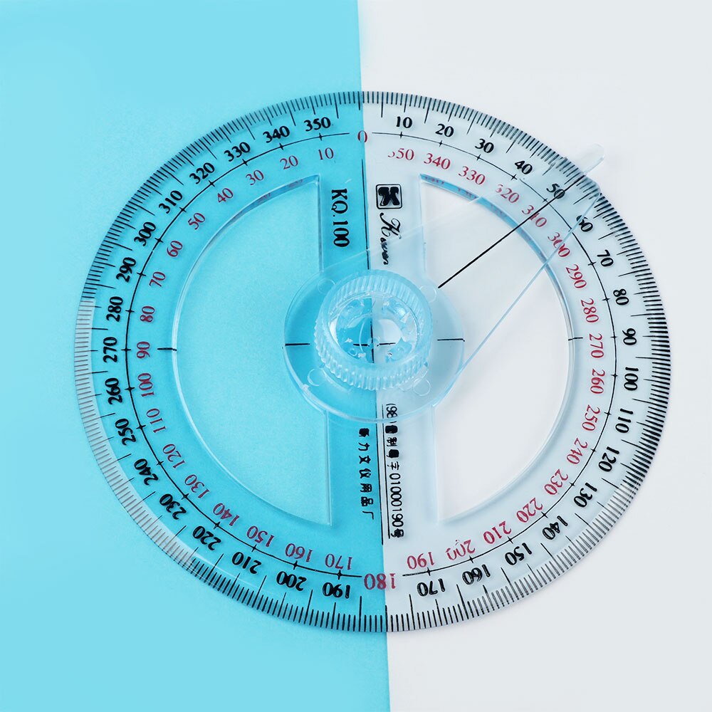 Transparent 360 Degree Pointer Protractor Round Ruler Gauge Measuring Tool Drafting Supplies School Office Supplies Portable