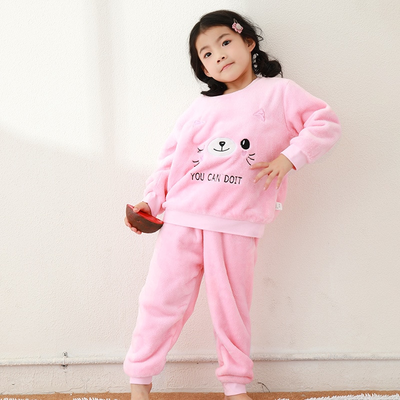 Kinderkleding pak jongens meisjes herfst winter flanellen pyjama voor kinderen meisje cartoon nachtkleding pak meisjes koraal fleece kleding