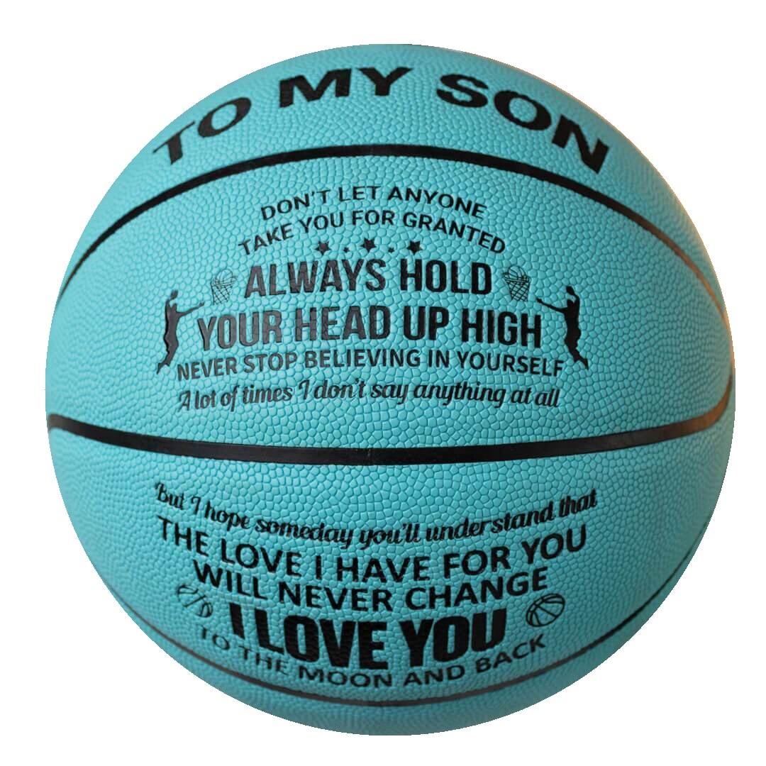 To My Son - I Love You To The Moon And Back - Basketball Light Blue