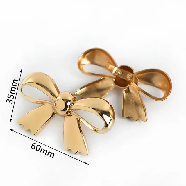 5/10 Stuks Leuke Strik Metalen Decoratie Gesp 30/45/60 Mm Tas Schoenen Clip Sluiting singels Eye-Splice Pin Gespen Boog Knop Accessoire: 4# / Goud
