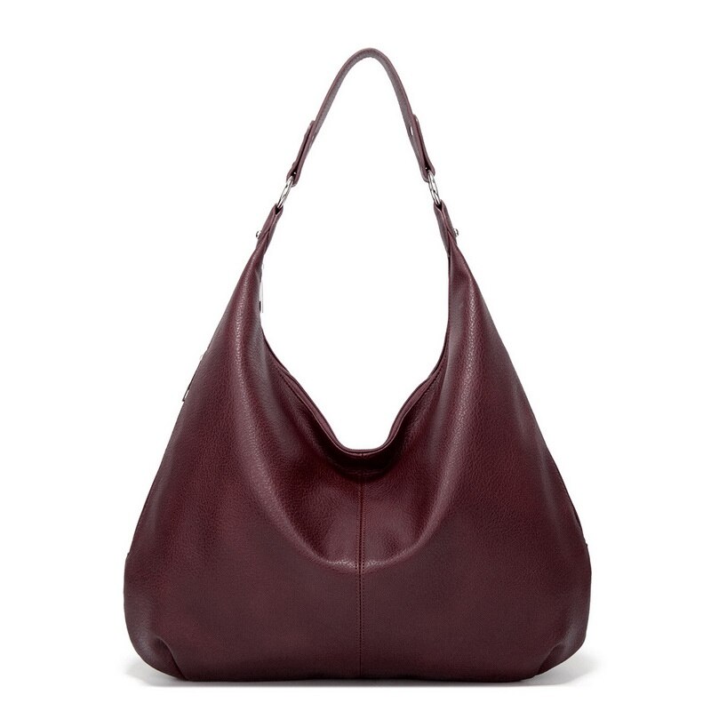 Funmardi Vintage Weibliche Schulter Taschen Patchwork PU Leder Frauen Tasche Hobo Damen Handtasche Große Casual Tote Taschen WLHB2181: Burgund