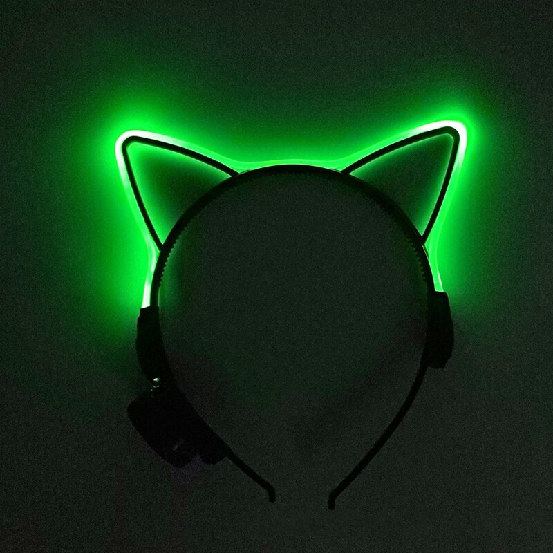 2 st halloween glödande kattöron barn hår båge leksak bröllopsfest headdwear lysande led pannband för flicka huvudbonad
