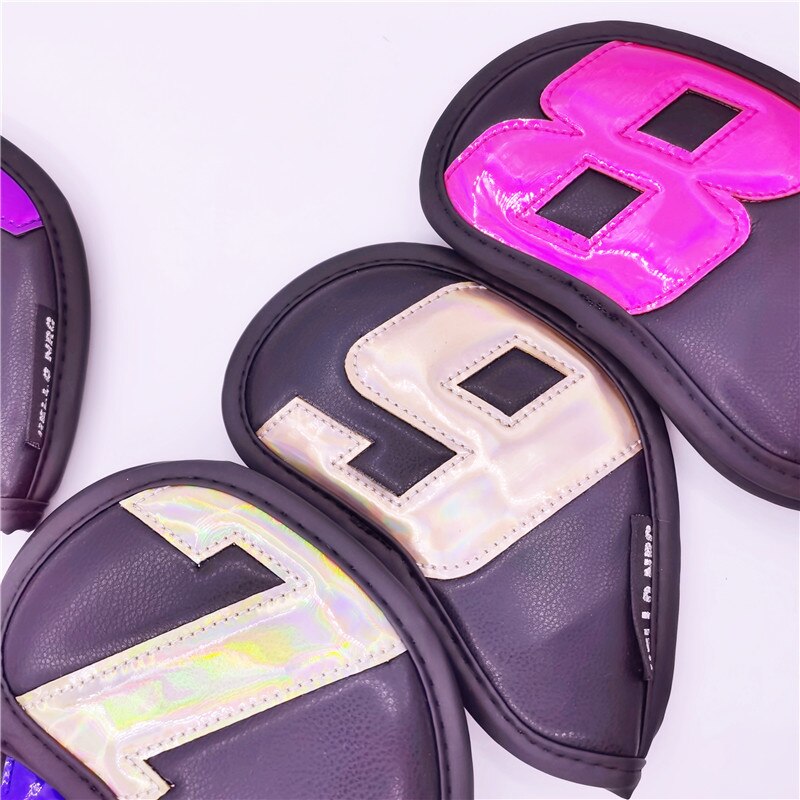 Colorful Numbers golf irons headcover pu leather golf club Iron set covers 2 colors