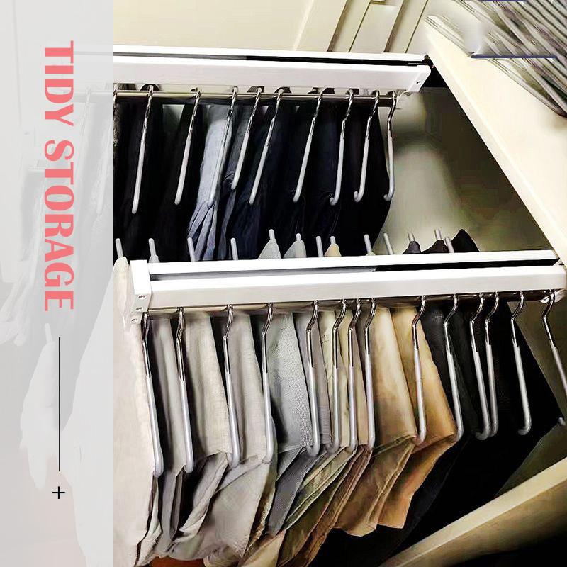 Extendable Closet Hanger Rack Adjustable Slide Wardrobe Hanger Pull-out Closet Hanger Rack Rod Retractable Pants Rack