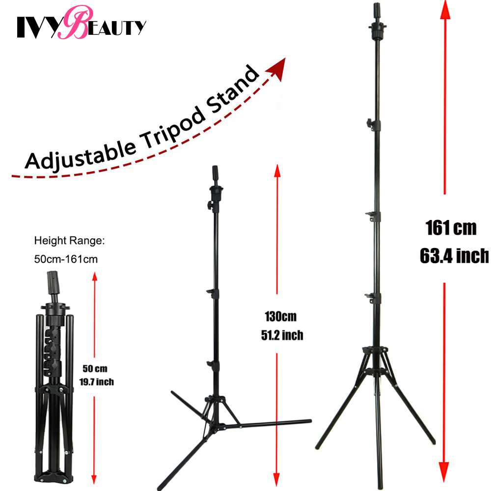 130cm Wig Stand Tripod Hairdressing Training Mannequin Head Tripod Holder For Hairdressers Salon Display Styling Tripod For Wigs: Lilac
