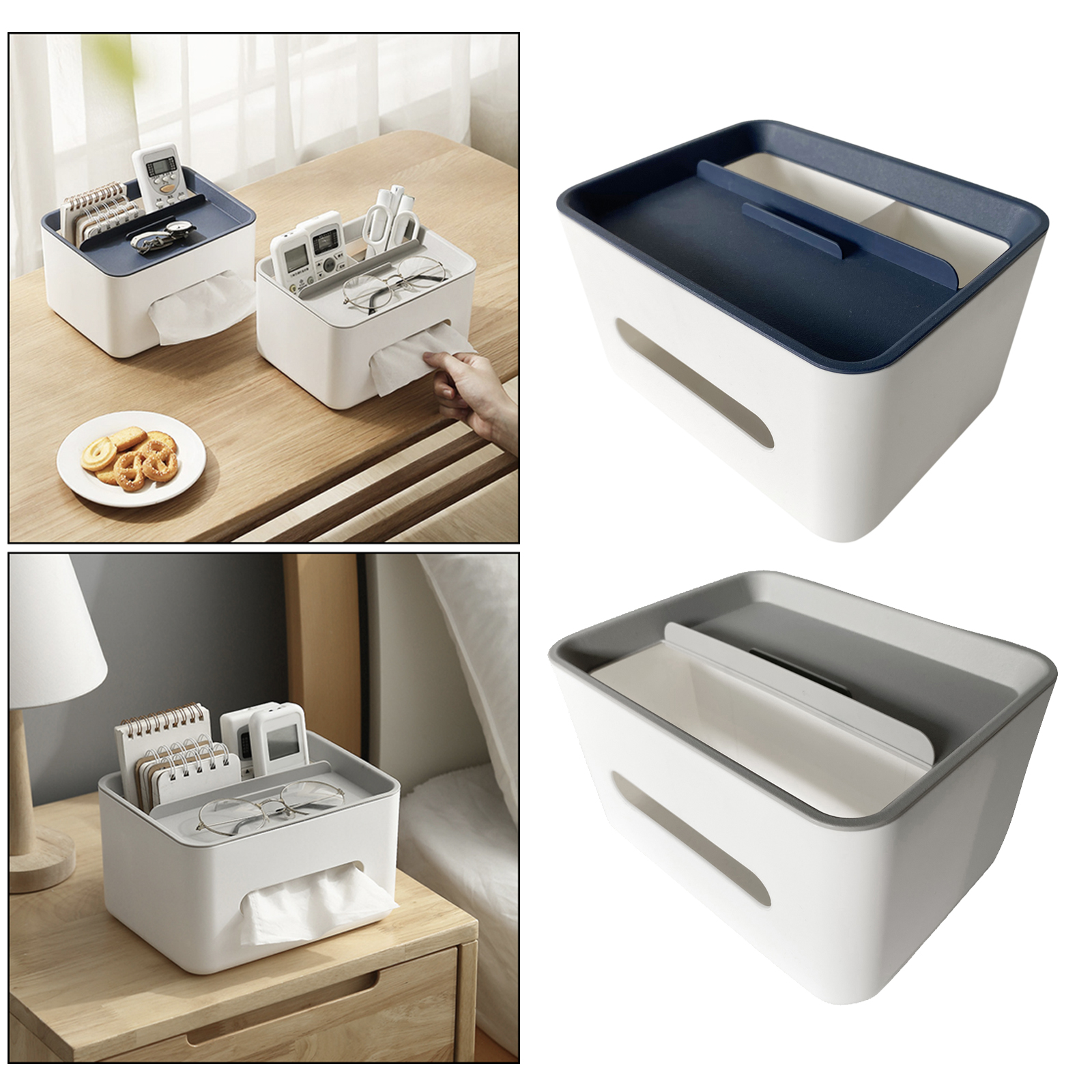 Multifunktionel desktop organizer fjernbetjening holder blyant saks beholder tissue box