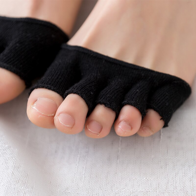 Five Fingers Half of The Women Sock Plus Cotton Sweat Half Palm Full Toe Toe High Heels Silicone Anti-slip Stealth Socks