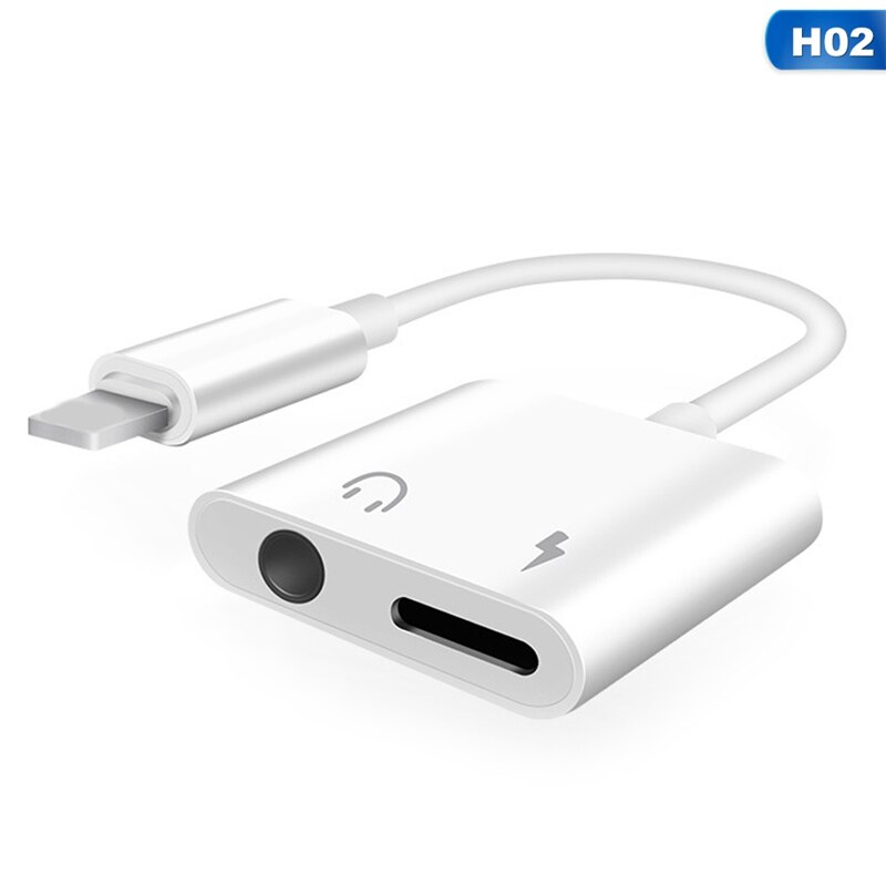 2 In 1 Verlichting Lader Luisteren Adapter Voor Iphone X 7 Opladen Adapter 3.5Mm Jack Aux Splitter Adapter Voor iphone: H02