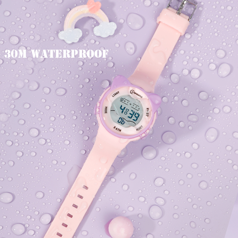 Kids Watch Girls Boys Pink Cute Meow Star Watches Children Sstudent Waterproof Alarm Clock Digit Electronic Watch