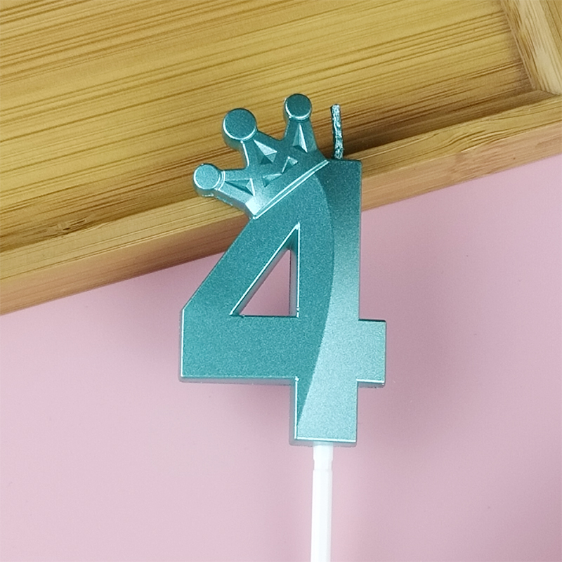 Tiffany Blue Cake Number 0-9 Candle Crown Birthday Boy Prince Party Celebration Birthday Cake Decoration: Light Grey