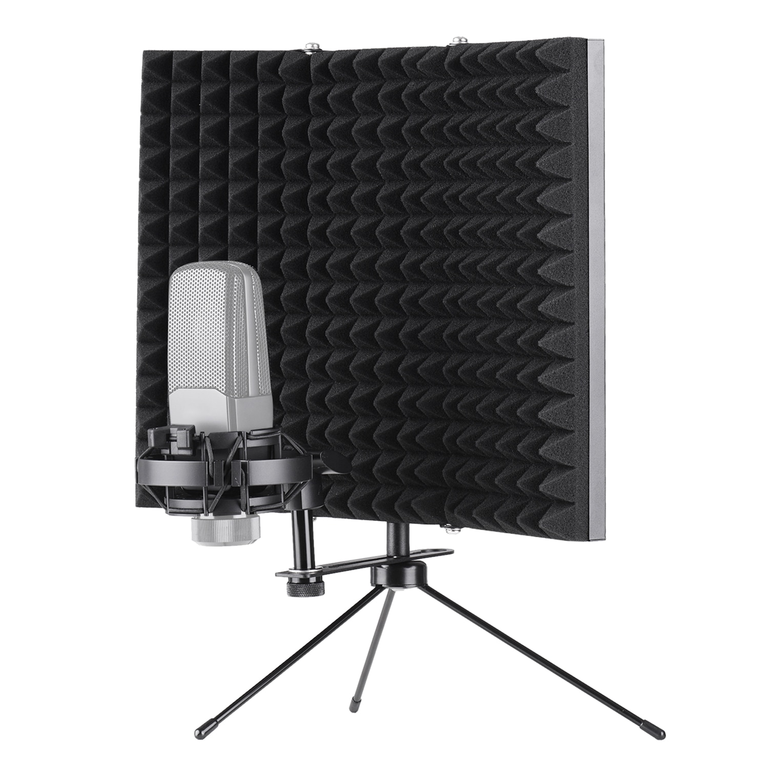Studieoptagelse mikrofon isolering skjold filter mikrofon vindskærm med høj densitet skum stativ lyd