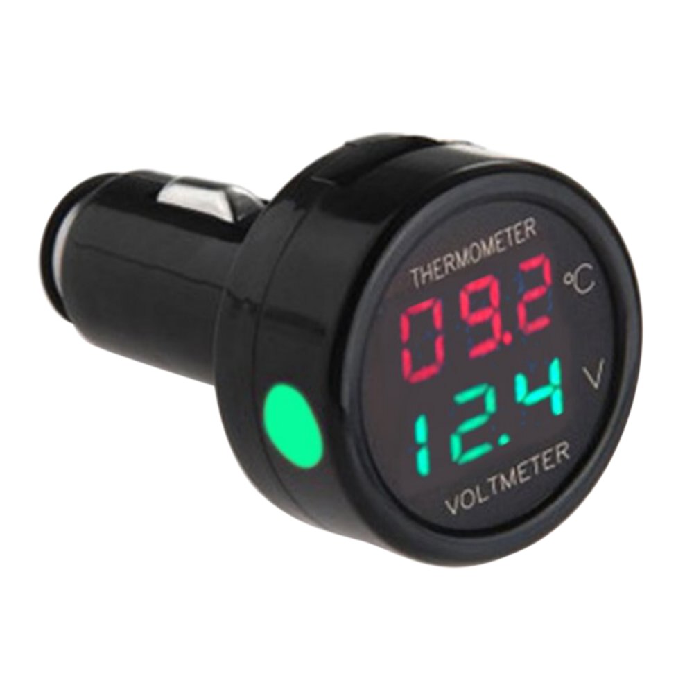 Digitale Auto Voltmeter Thermometer Temperatuur Meter Batterij Monitor Rood Blauw Led Dual Display 2 In 1 DC 12 V 24 V Auto Voltmeter: Groen