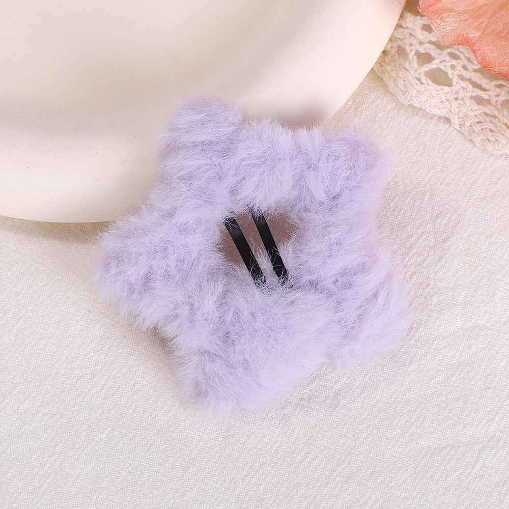 1/2/4 Uds. Pinzas para el cabello BB de estrella de felpa dulce para mujeres y niñas, horquillas con flequillo lateral esponjoso, pasadores, accesorios para el cabello Y2K: XS / Rojo