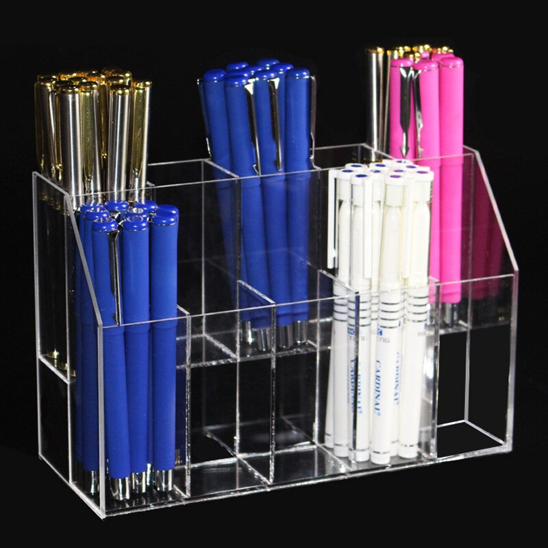 Helder acryl 2 lagen 10 roosters nagellak rek houder eyeliner organizer opbergruimte make-up tools pennenbakje display plank