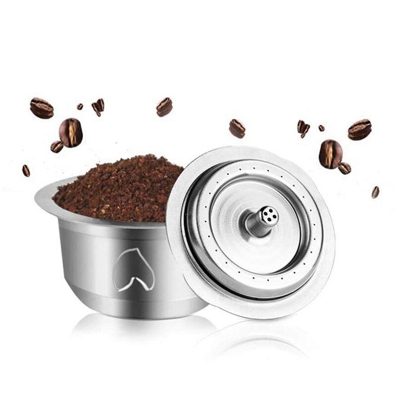 Upgraded Stainless Steel Coffee Capsule for Nespresso Vertuoline GCA1 & Delonghi ENV135 with Aluminum Lids