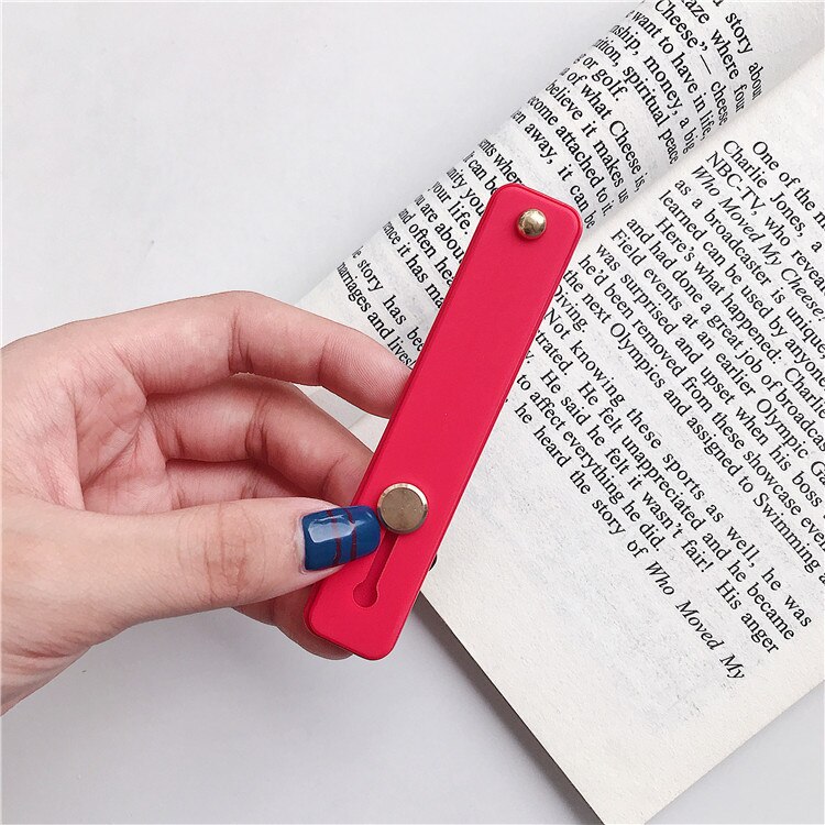 Candy Kleur Mobiele Telefoon Geval Beugel Polsband Ondersteuning Push Stretch Silicone Wrist Band Hand Vinger Grip Socket Houder: Red