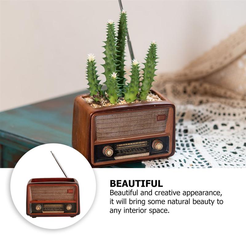 1pc Retro Radio Shaped Flowerpot Container Unique Garden Pot for Decoration