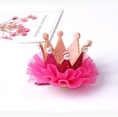 Lovely lace crown rose bear decorative accessories with hair clip pearl princess crown